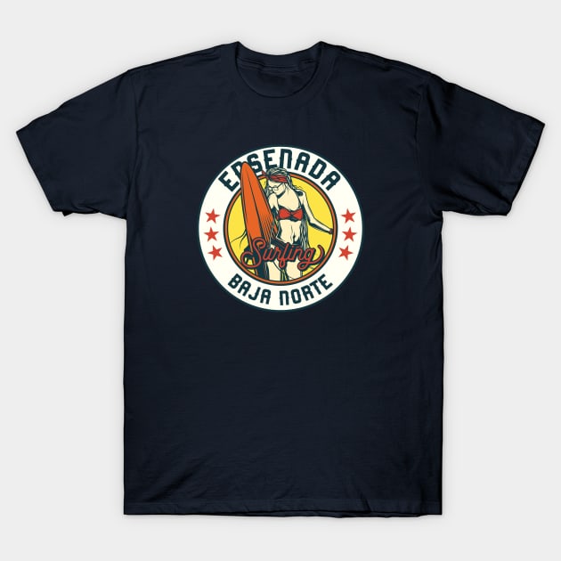 Vintage Surfing Badge for Ensenada, Mexico T-Shirt by SLAG_Creative